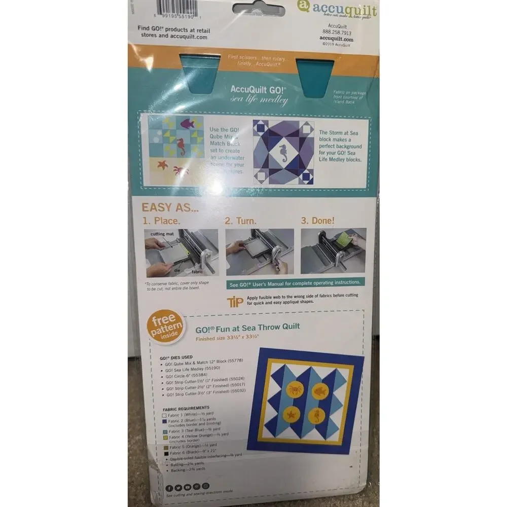 Accuquilt GO! 55190 Sea Life Medley Fabric Cutting Die